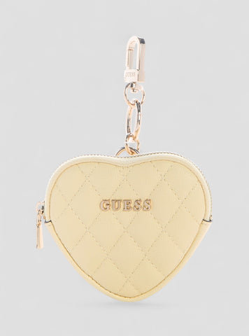 GUESS Accessories Yellow Heart Pouch Keychain A7460108 Front View