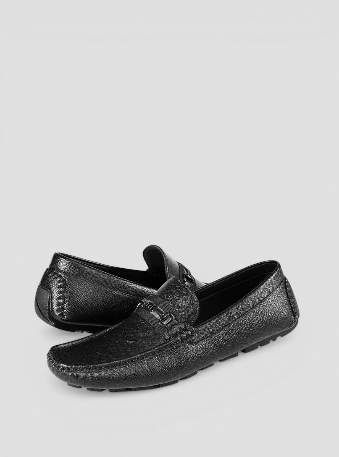 GUESS Footwear Black Aarav Loafers AARAV Front Back View
