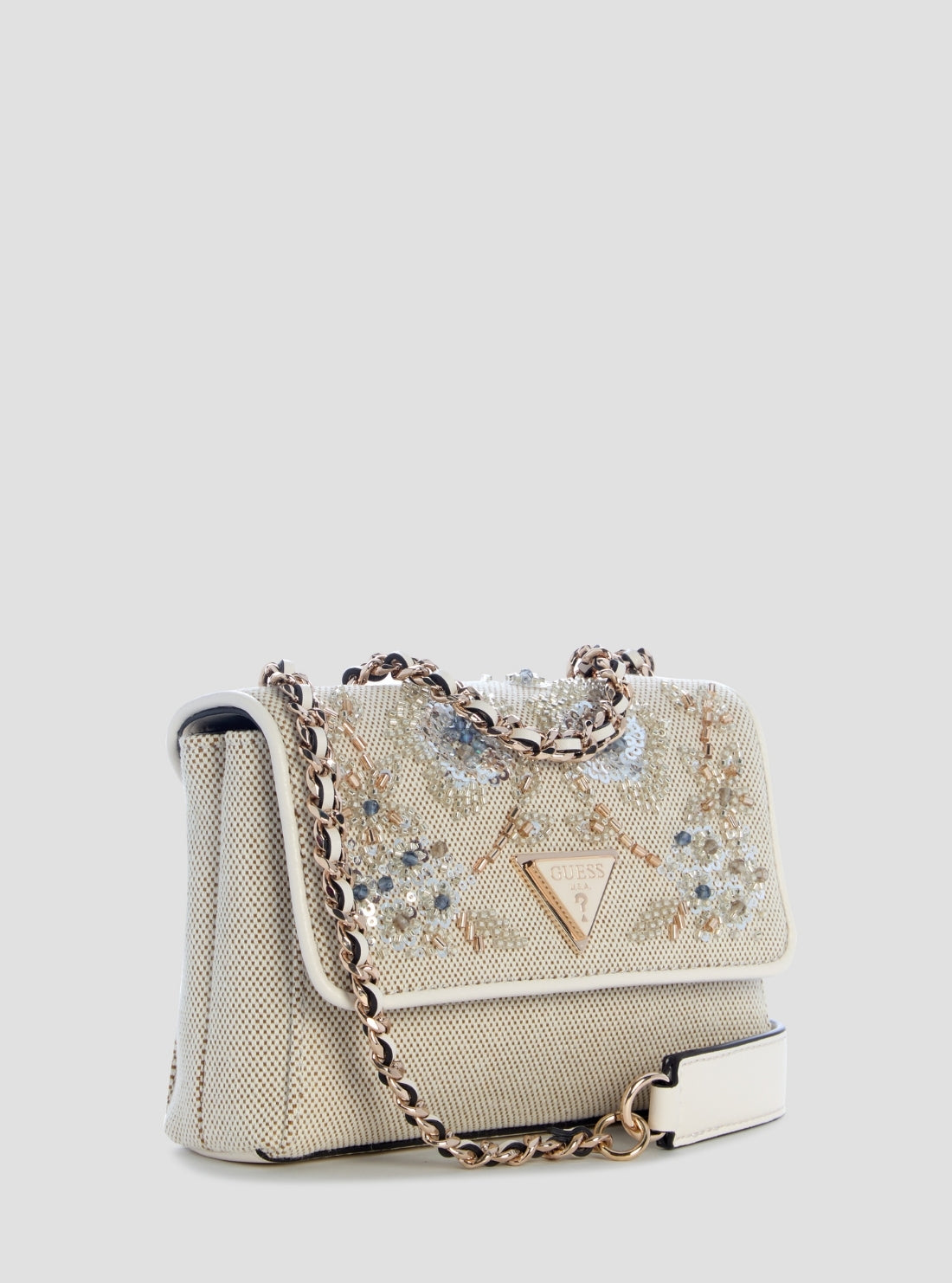 Beige Floral Giully Mini Convertible Flap Bag