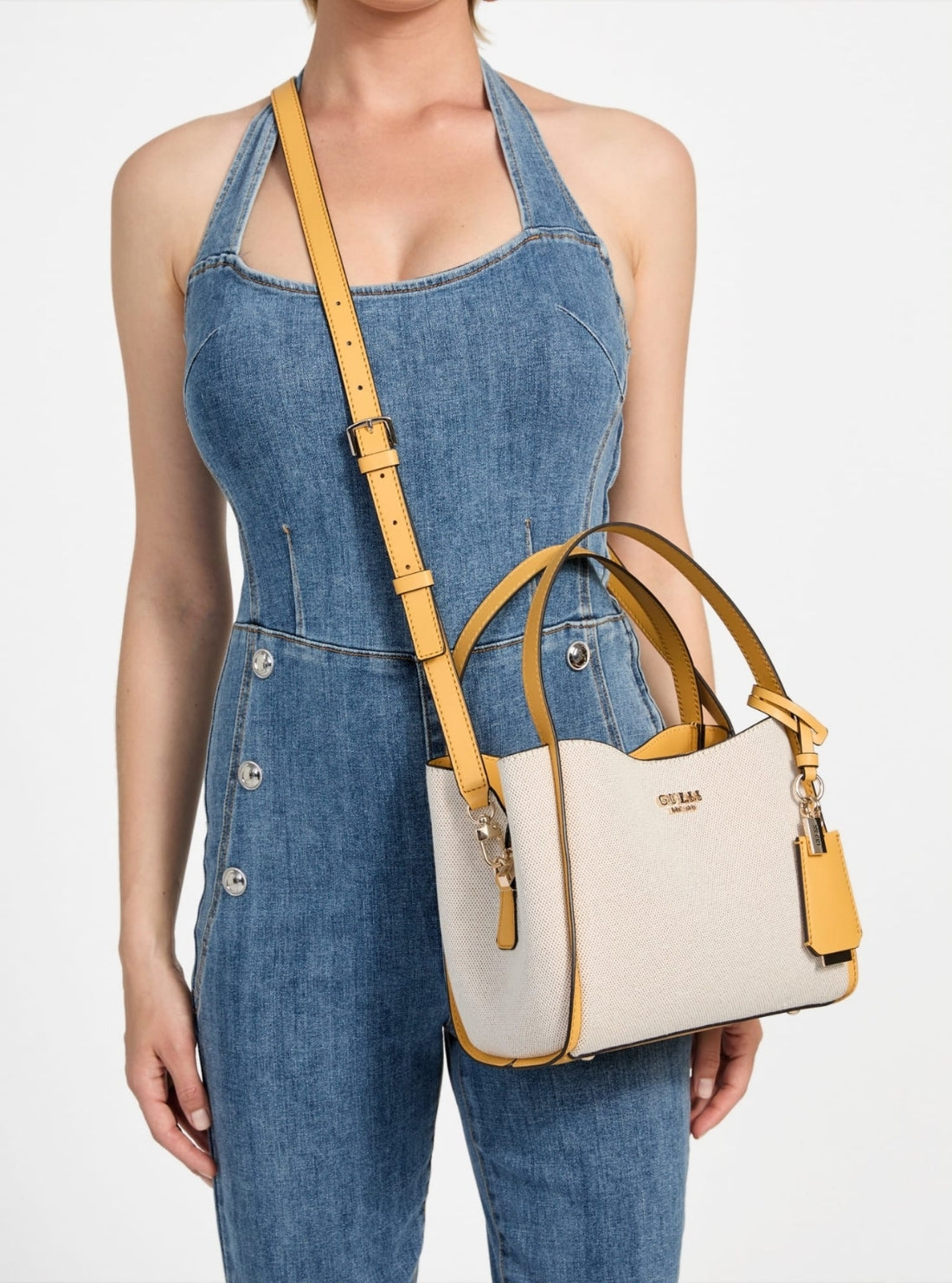 Beige Orange Nicolette Small Girlfriend Satchel AG966205 Model View