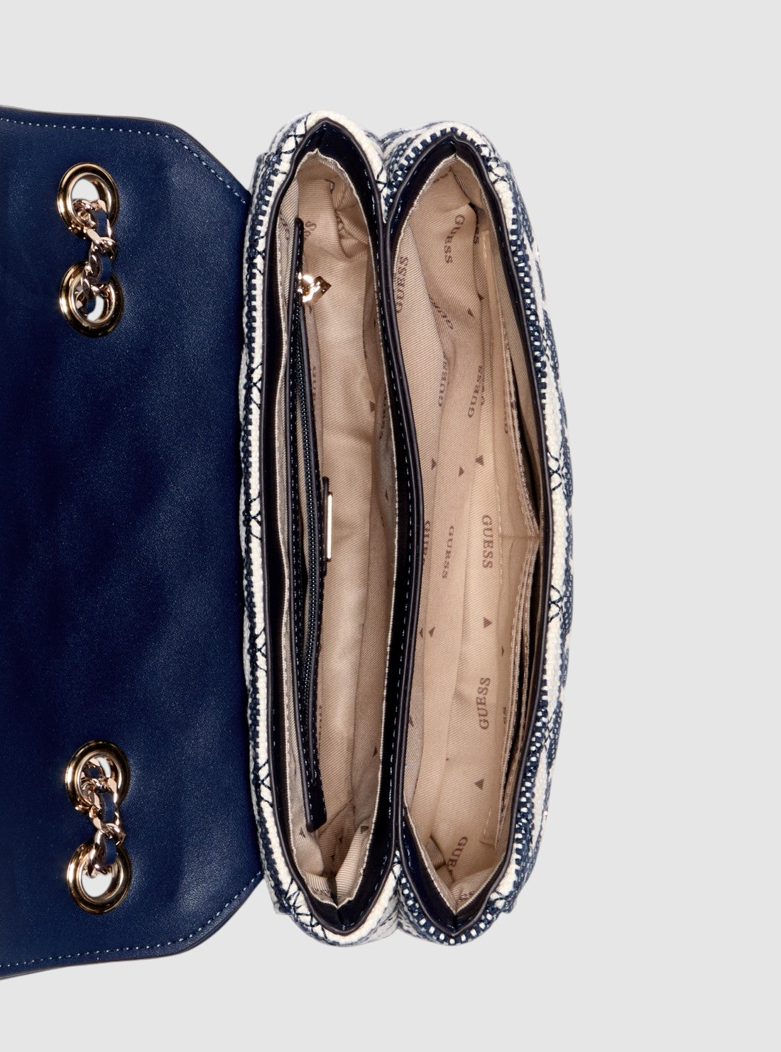 GUESS Womens Blue Multi Giully II Convertible Flap Bag AG967320 Inside View
