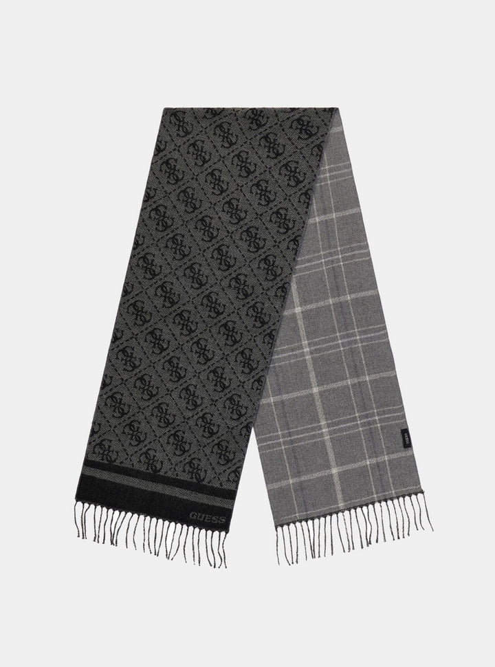 GUESS Mens Black Grey Mito Scarf AM9432POL03 Front View
