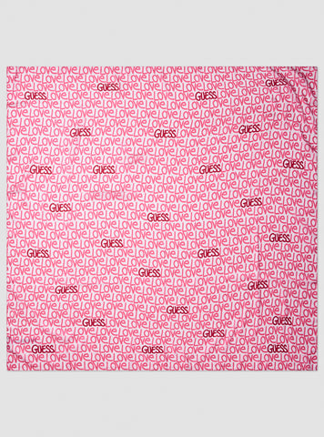 GUESS Womens Pink Love Print Scarf AW5299SIL03 Front View