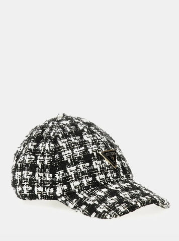 GUESS Accessories Black Giully Tweed Baseball Cap AW5369POL01 Front View