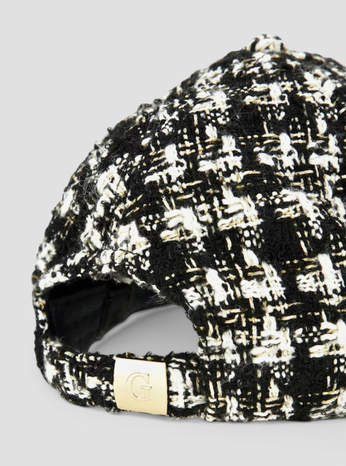 GUESS Accessories Black Giully Tweed Baseball Cap AW5369POL01 Detail View
