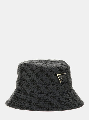 GUESS Accessories Black Logo Noelle II Rain Hat AW5371POL01 Front View