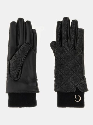 GUESS Accessories Black Logo Calista Gloves AW5402POL02 Front View