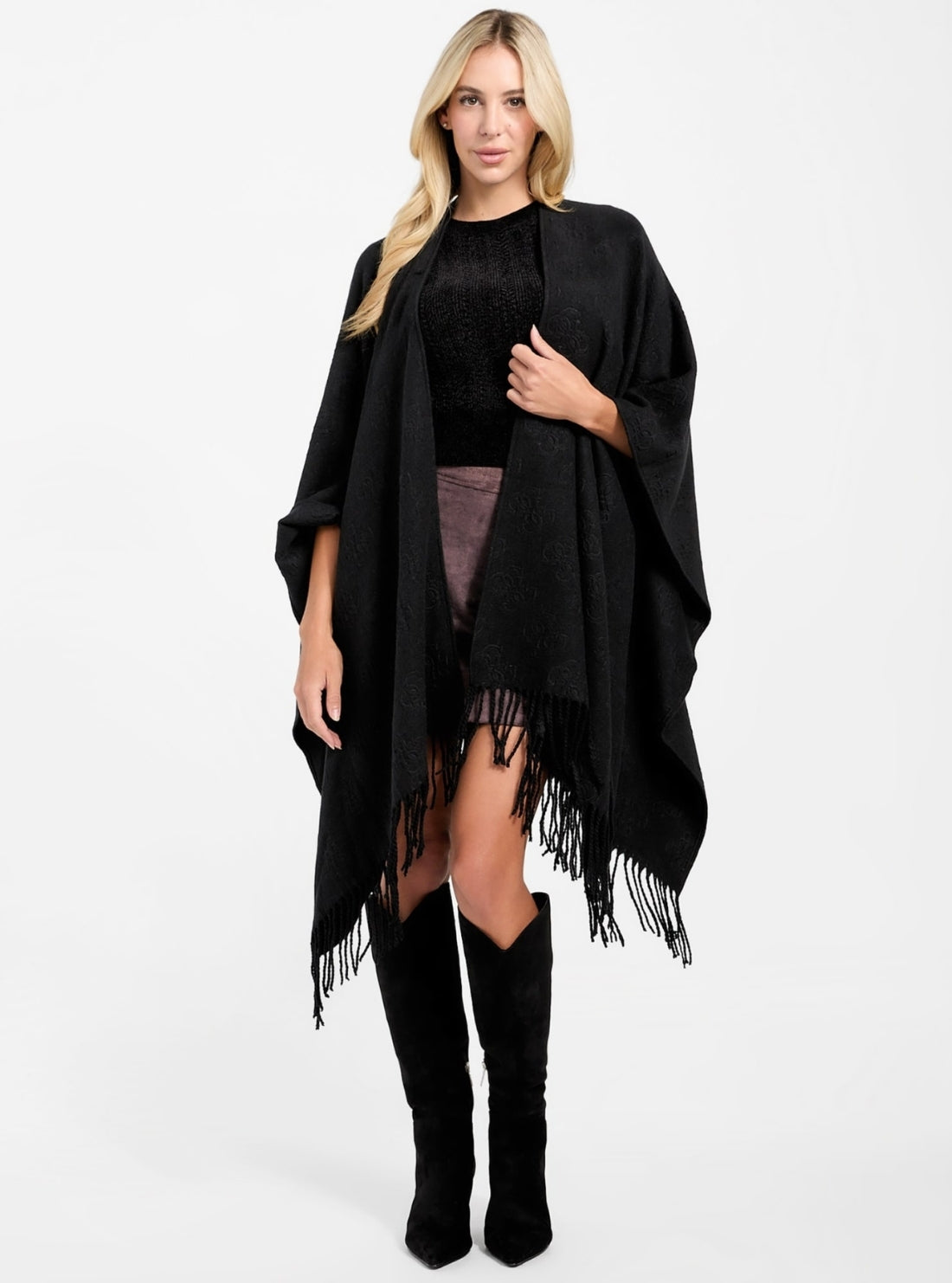 Black Signature Shawl | GUESS