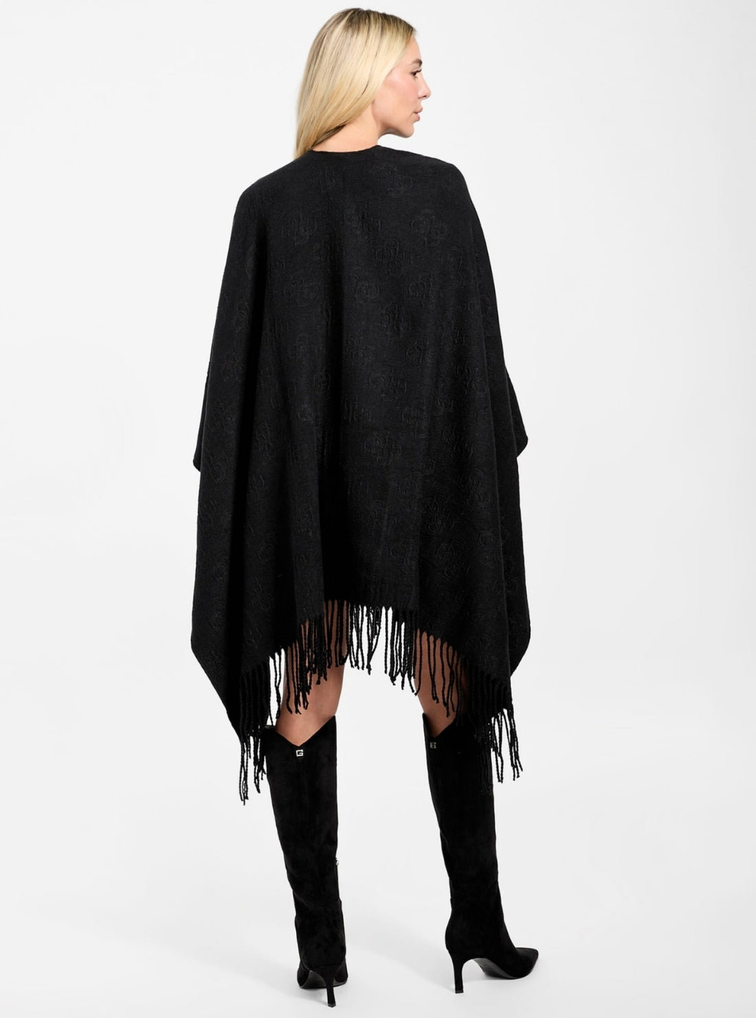 GUESS Accessories Black Signature Shawl AW5421POL03 Back Model View