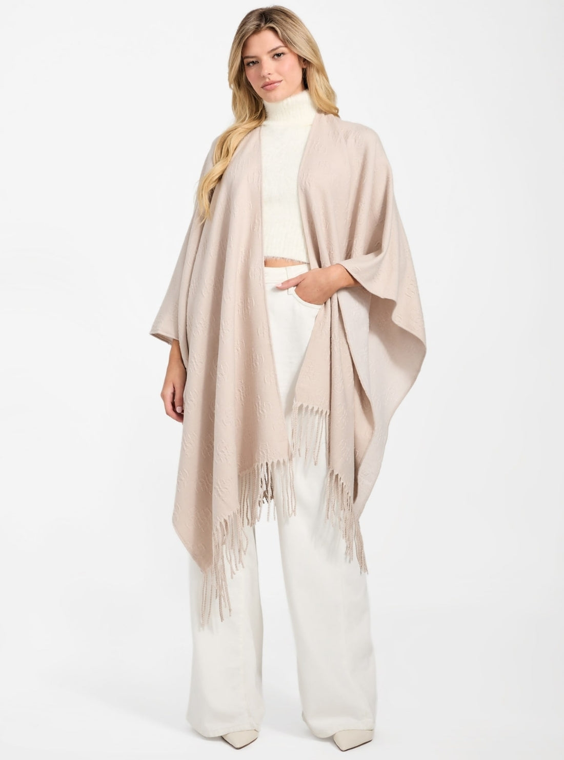 GUESS Accessories Beige Signature Shawl AW5421POL03 Front View