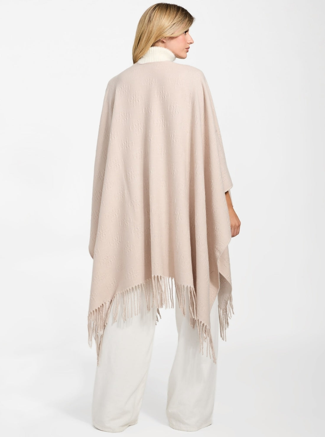 GUESS Accessories Beige Signature Shawl AW5421POL03 Back Model View