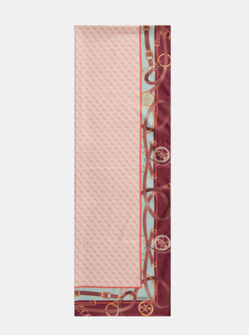 GUESS Accessories Burgundy Logo Printed Scarf AW5445POL01 Front View
