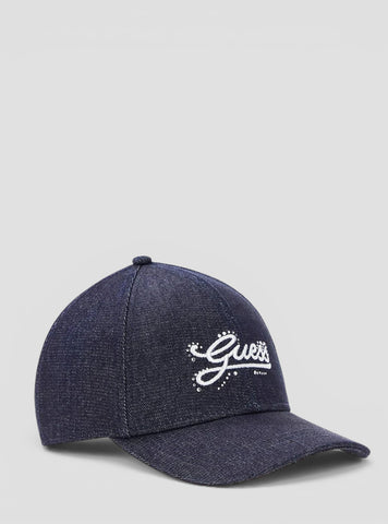 GUESS Womens Blue Guess Baseball Cap AW5472COT01 Front View