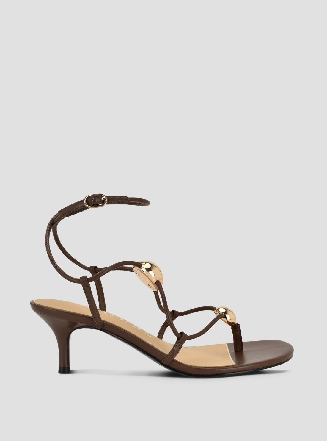 GUESS Womens Dark Brown Aysee Heeled Sandals AYSEE Side View2