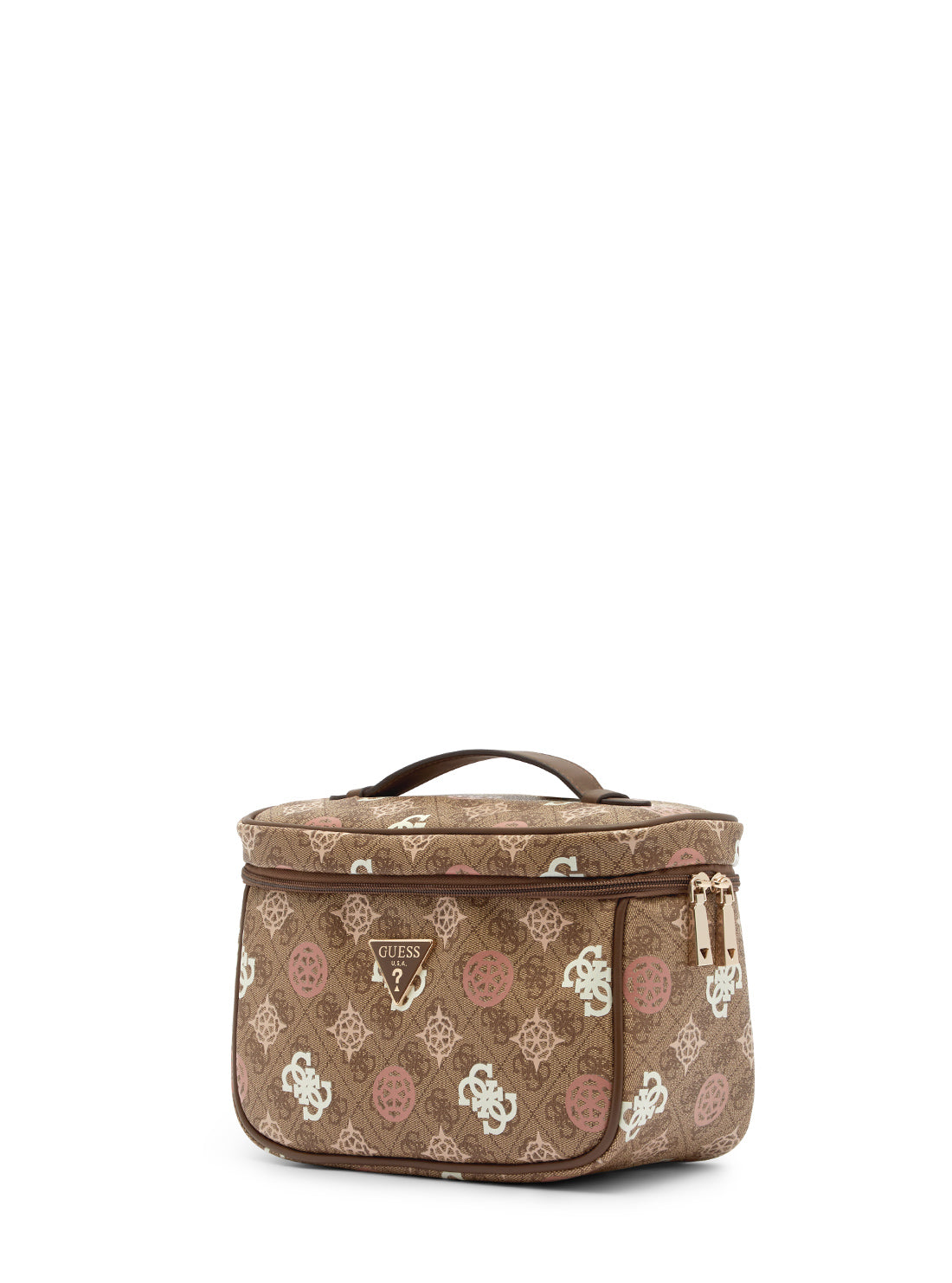 GUESS Brown Logo Eliette Toiletry Train Case