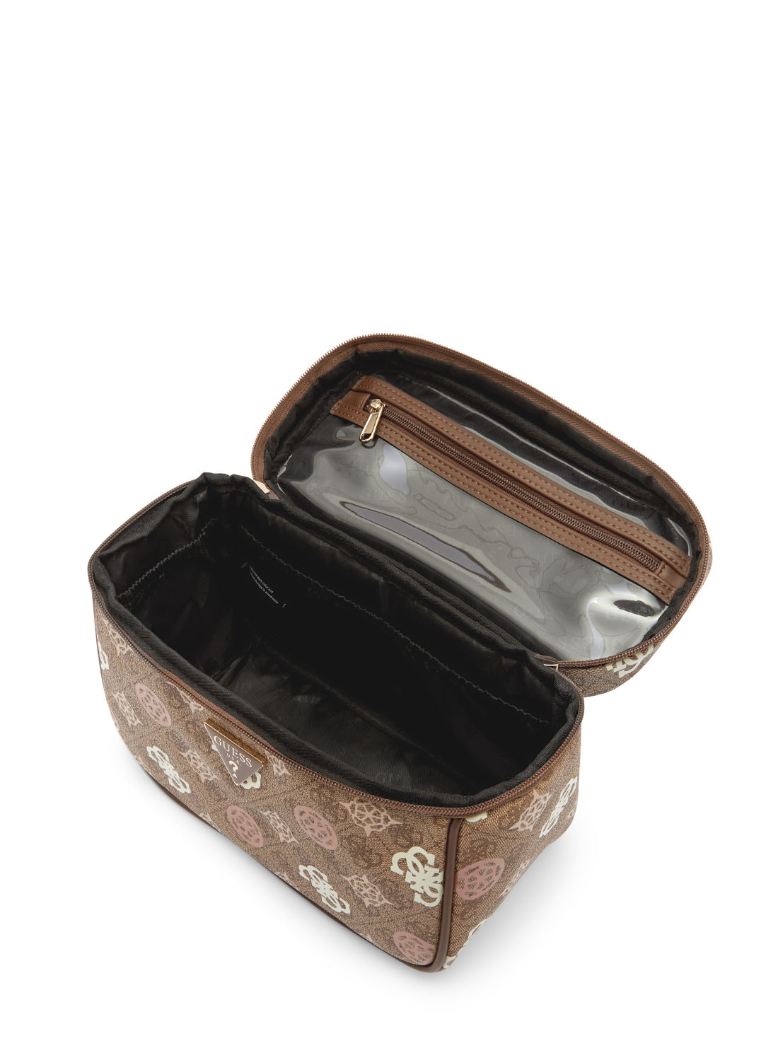 Brown Logo Eliette Toiletry Train Case inside view