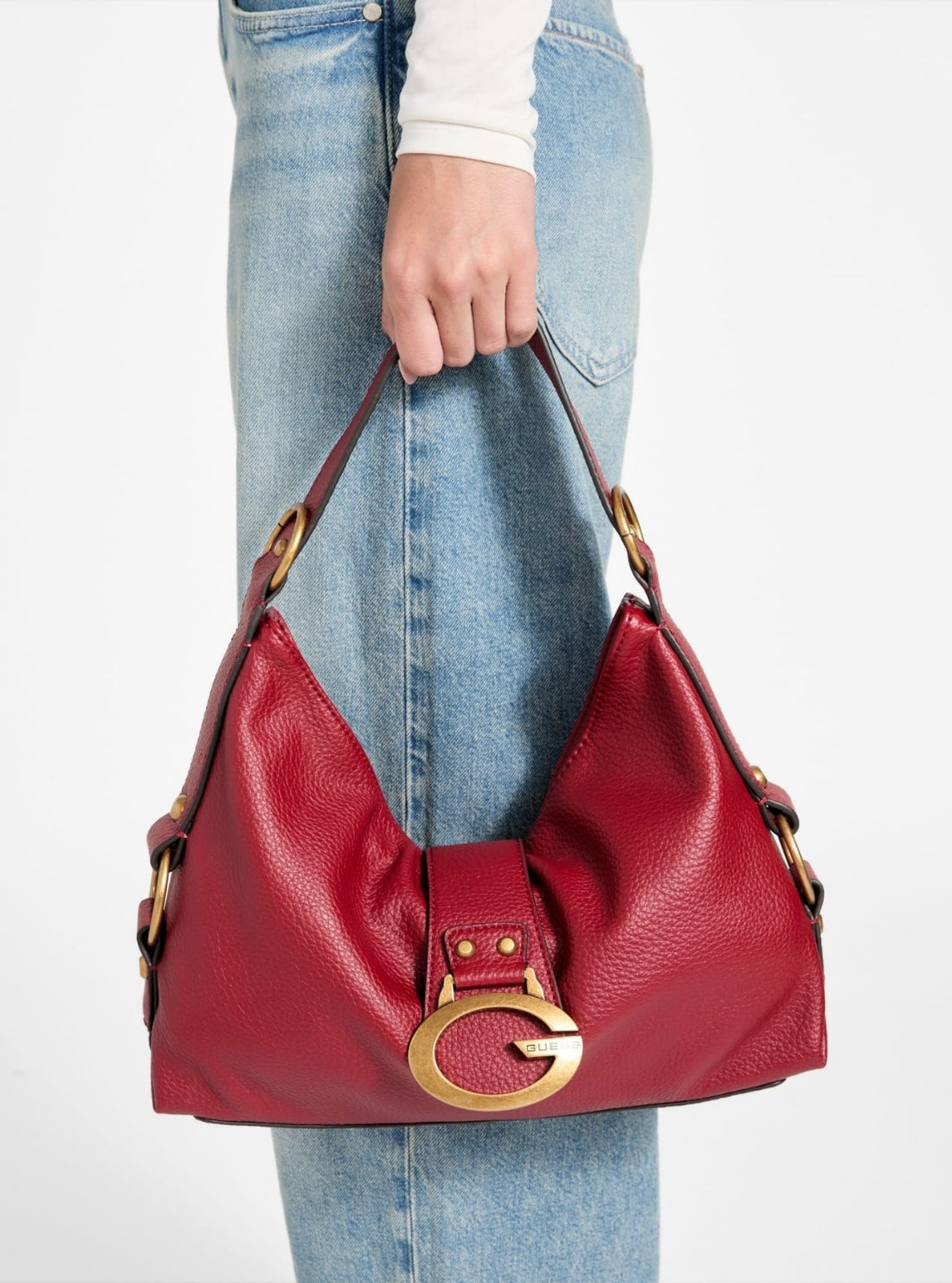 GUESS Womens Red Camden Shoulder Bag BB930818 Model View