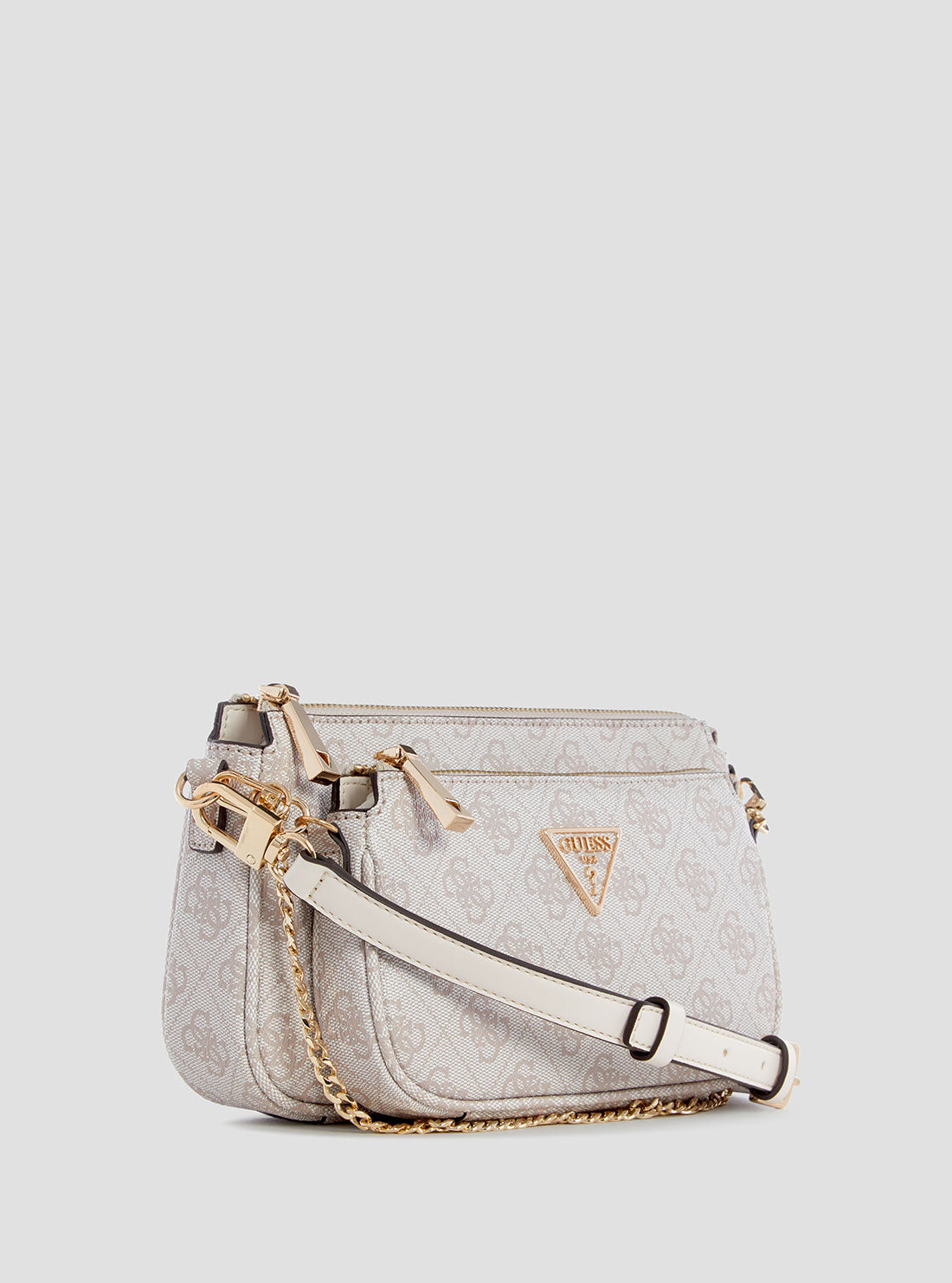 White Logo Noelle Double Crossbody Pouch Bag