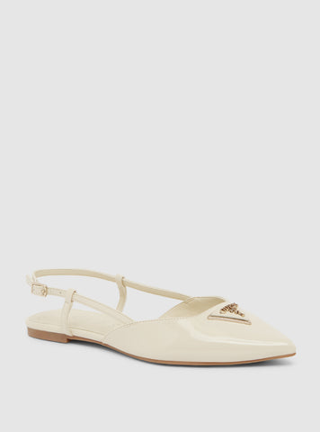 White Bemas Sling Back Flats