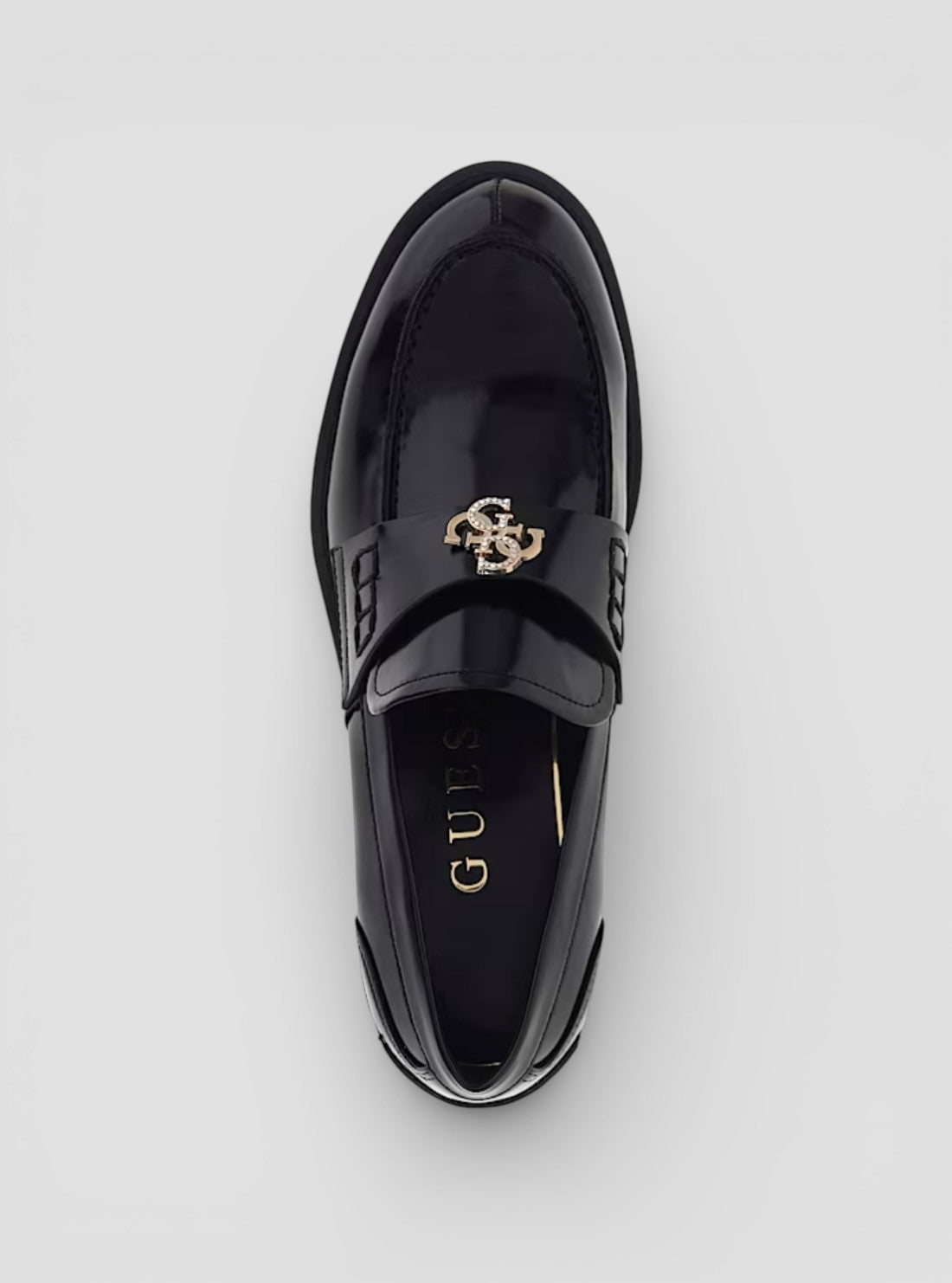 GUESS Womens Black Bevalee Loafers BEVALEE Top View