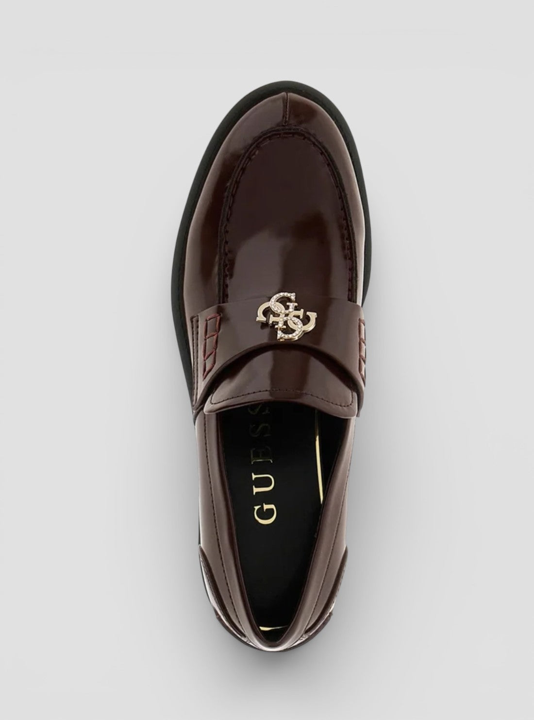 GUESS Womens Dark Red Bevalee Loafers BEVALEE Top View