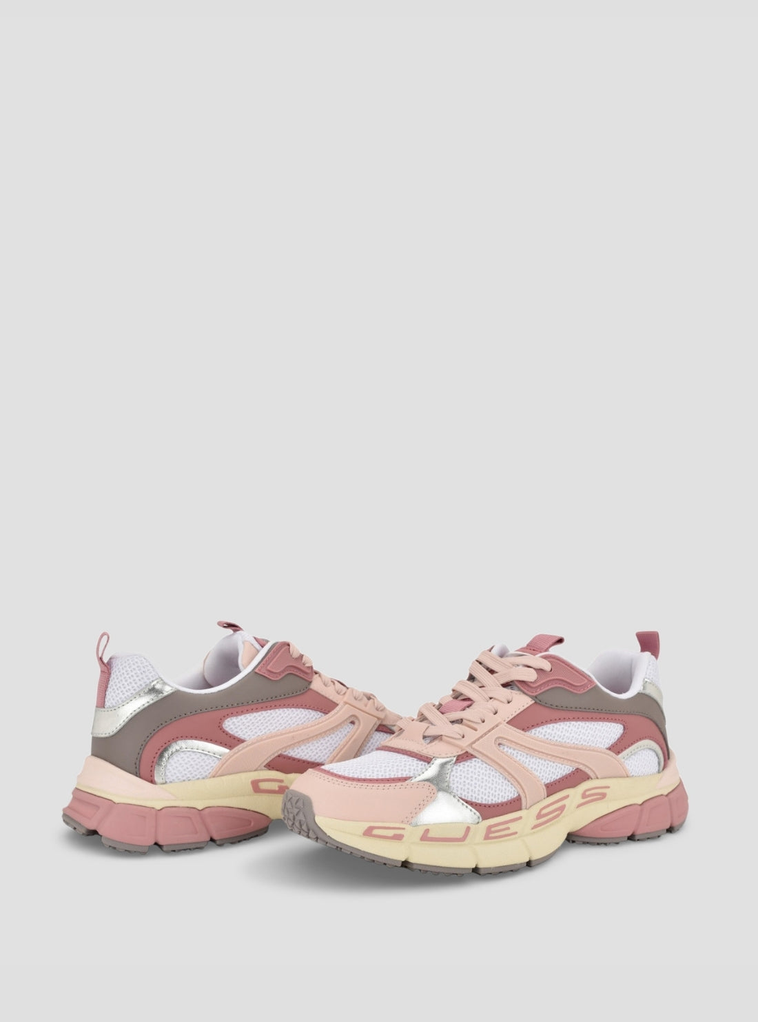 GUESS Womens Pink Multi Bevalli Sneakers BEVALLI Front Side View