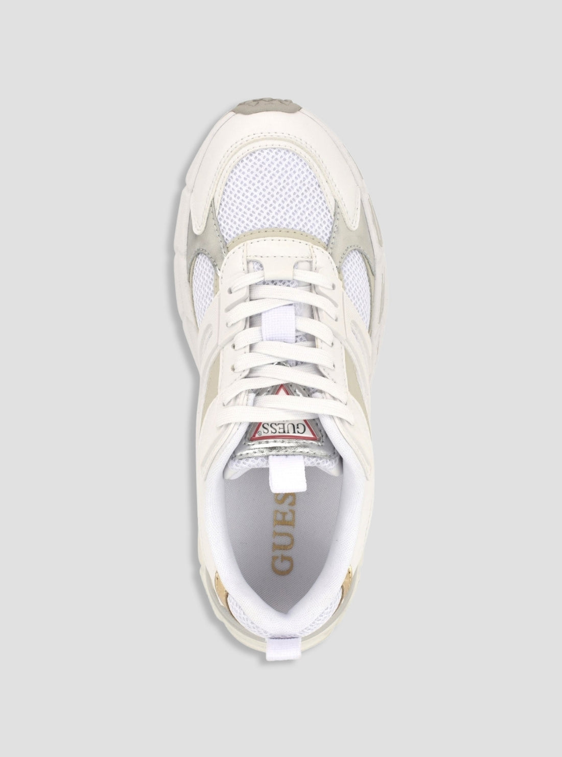 GUESS Womens White Bevalli Sneakers BEVALLI Top View