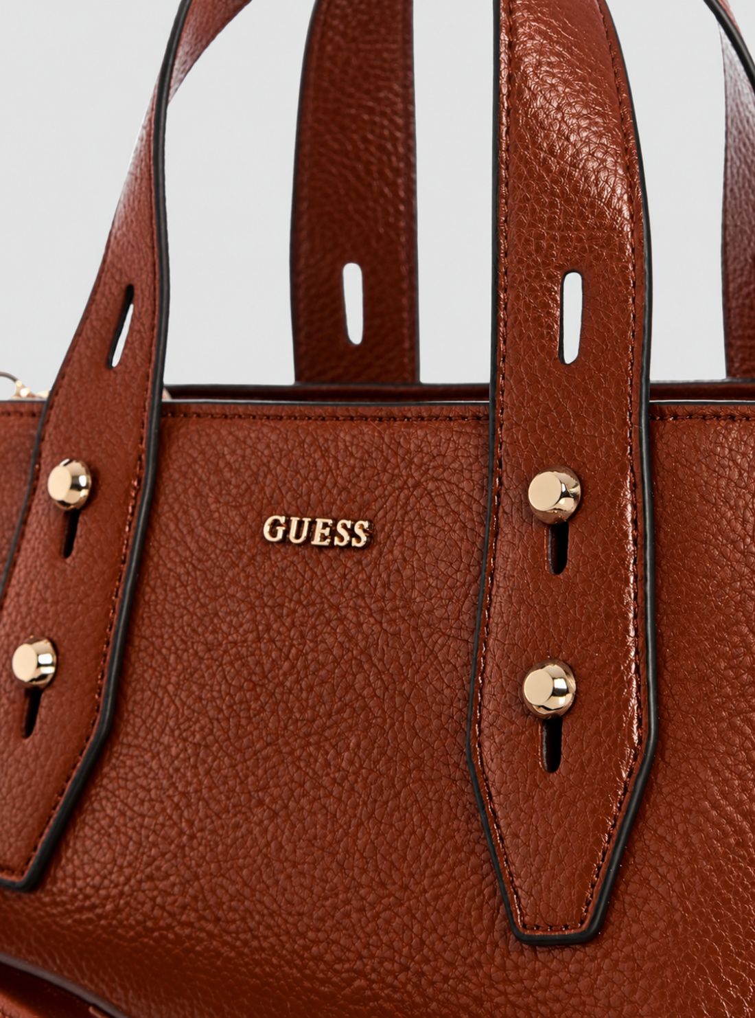 GUESS Womens Brown Freya Mini Satchel Bag BG252676 Detail View