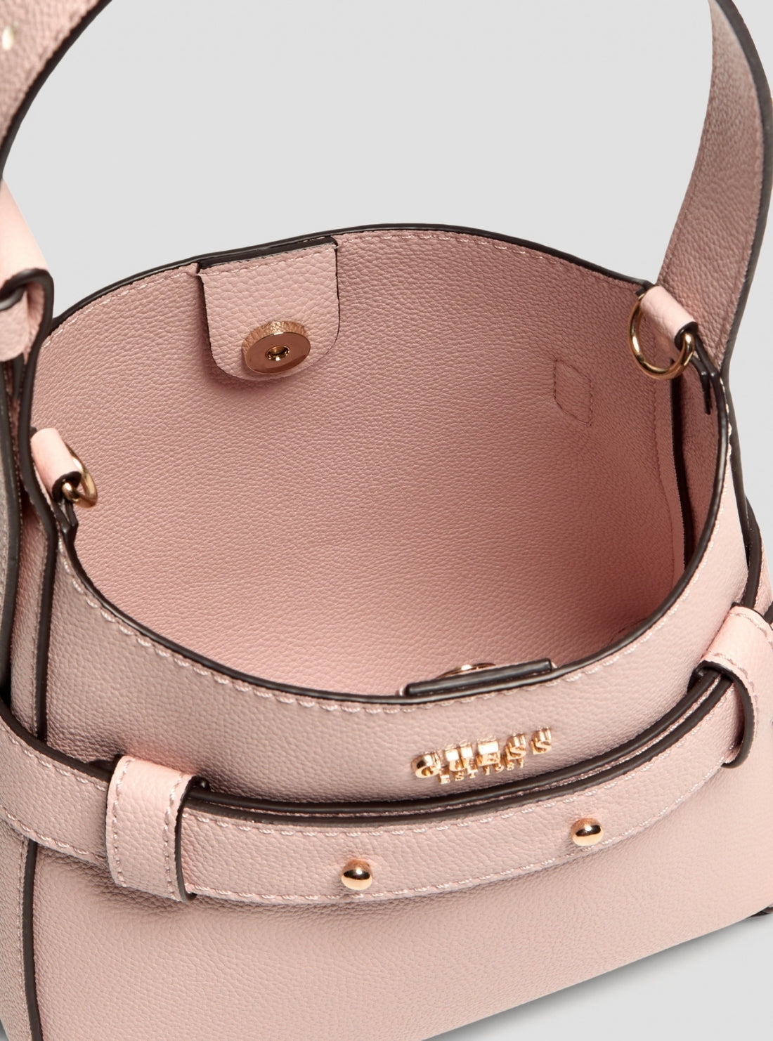 GUESS Womens Light Rose Angie Small Bucket Bag BG261603 Inside View