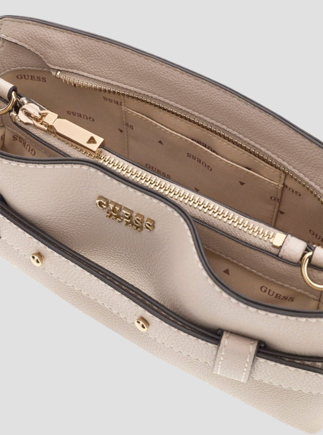 GUESS Womens Light Taupe Angie Crossbody Bag BG261612 Detail View