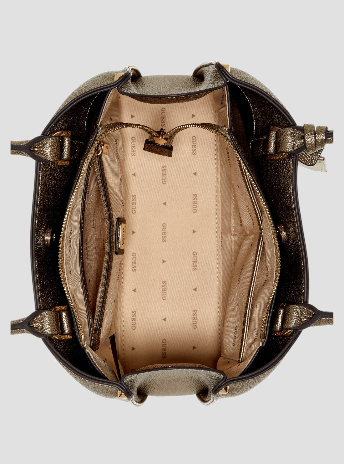 GUESS Womens Brown Meridian Shoulder Satchel Bag BG697409 Inside View