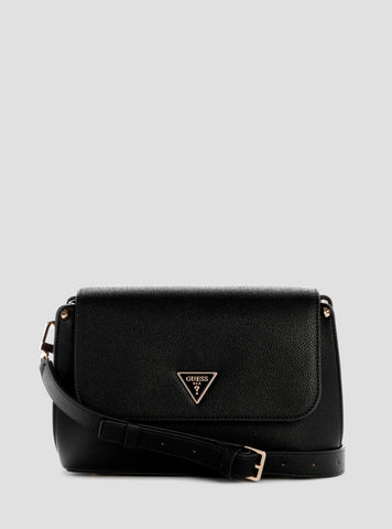 GUESS Womens Black Meridian II Flap Crossbody Bag BG697420 Front View
