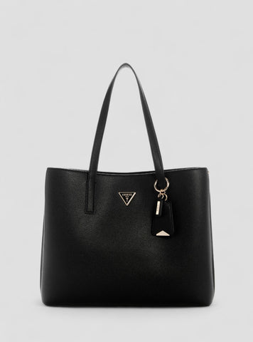GUESS Womens Black Meridian Girlfriend Tote Bag BG697423 Front View