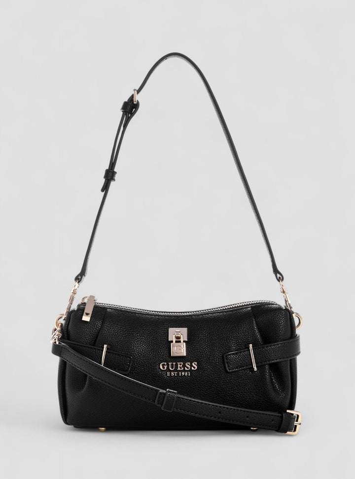 GUESS Womens Black Yesba Mini Top Zip Bag BG783372 Front View