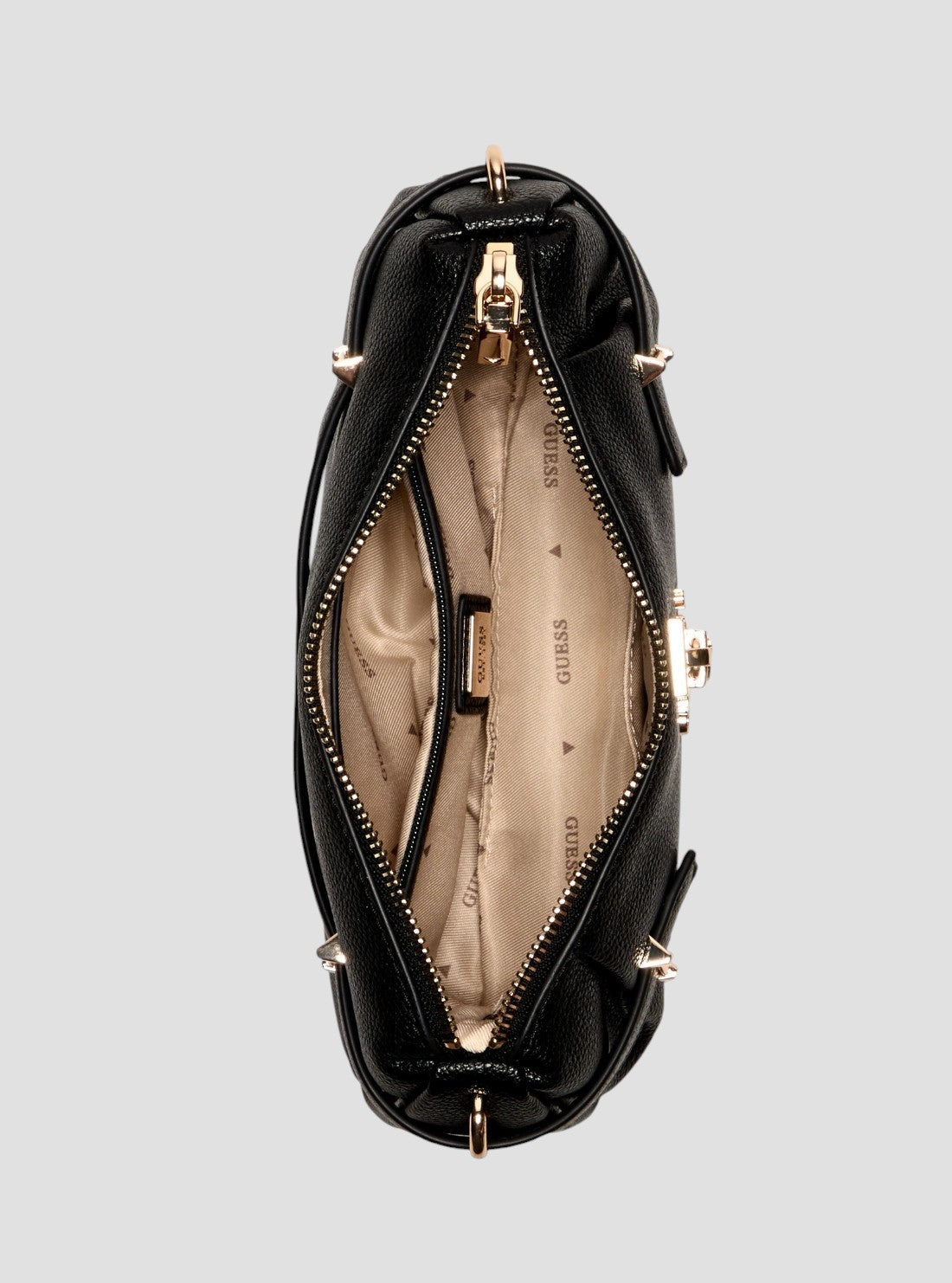 GUESS Womens Black Yesba Mini Top Zip Bag BG783372 Inside View