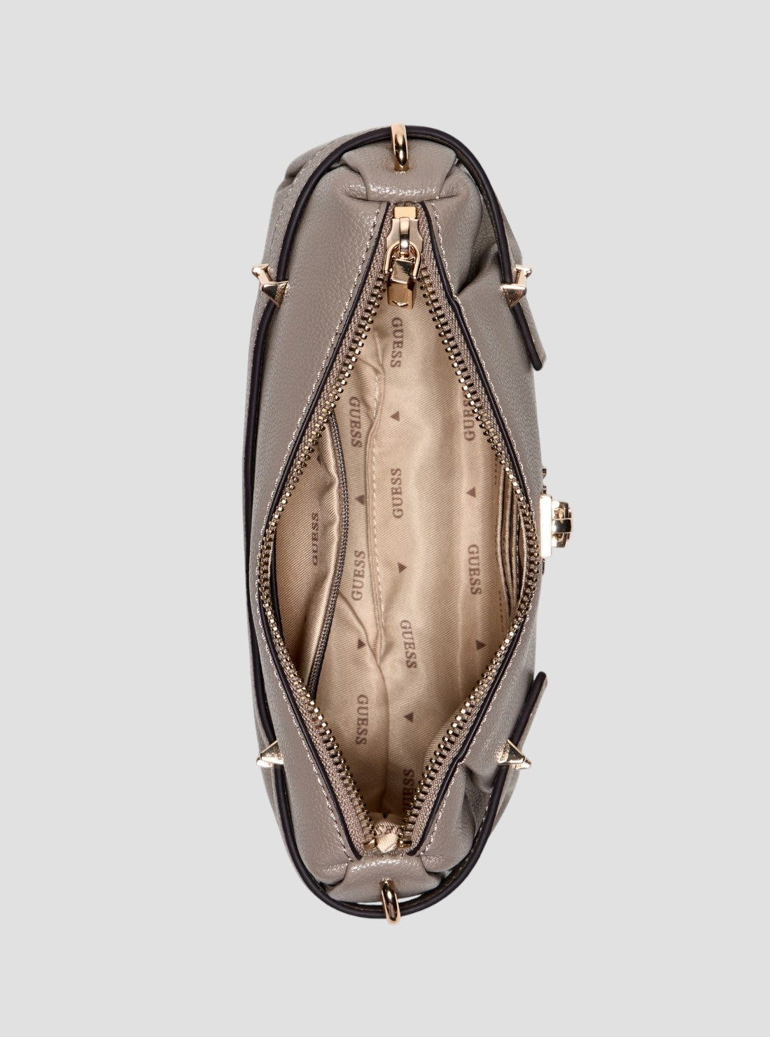 GUESS Womens Brown Yesba Mini Top Zip Bag BG783372 Inside View