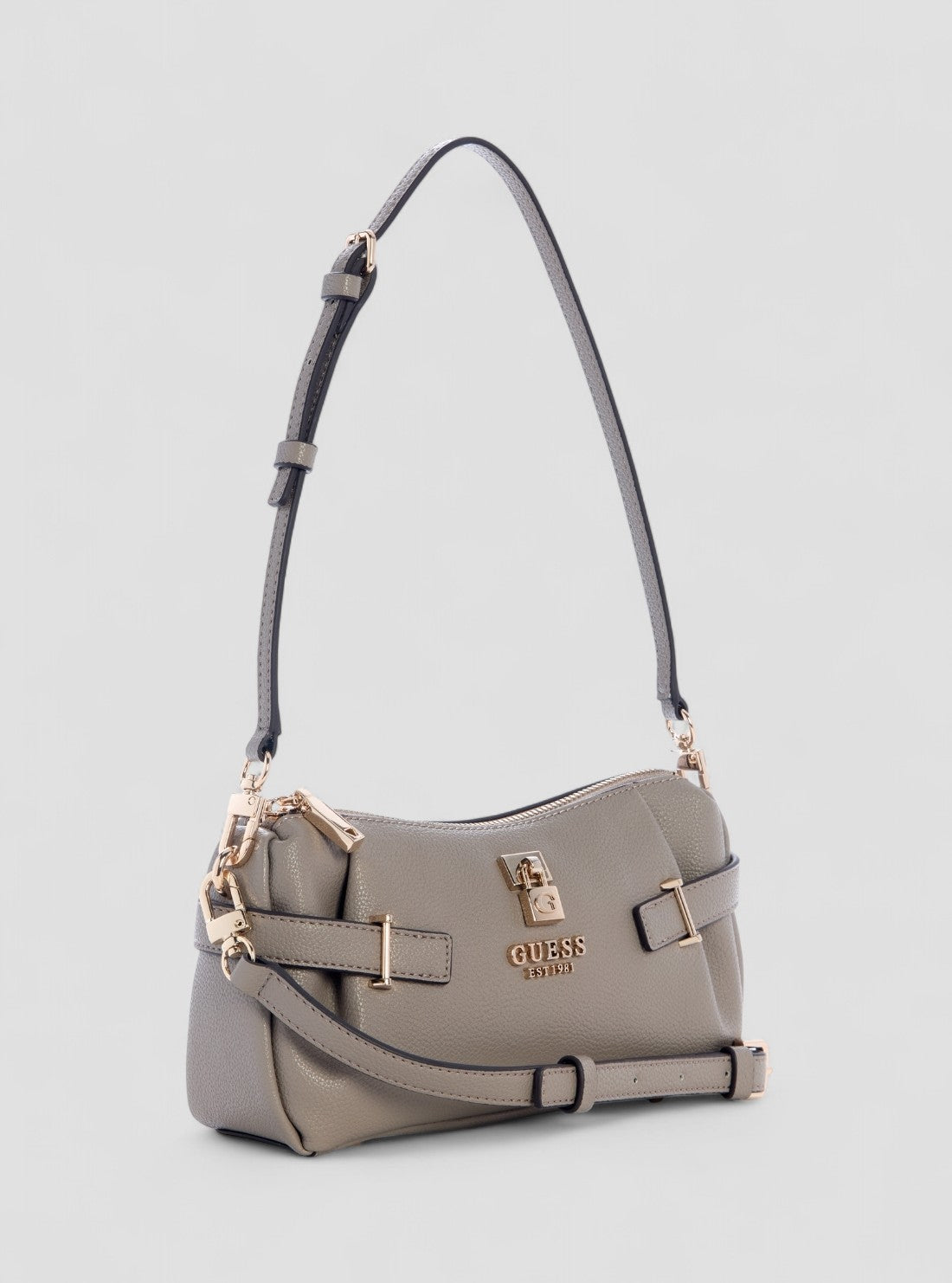 GUESS Womens Brown Yesba Mini Top Zip Bag BG783372 Front Side View