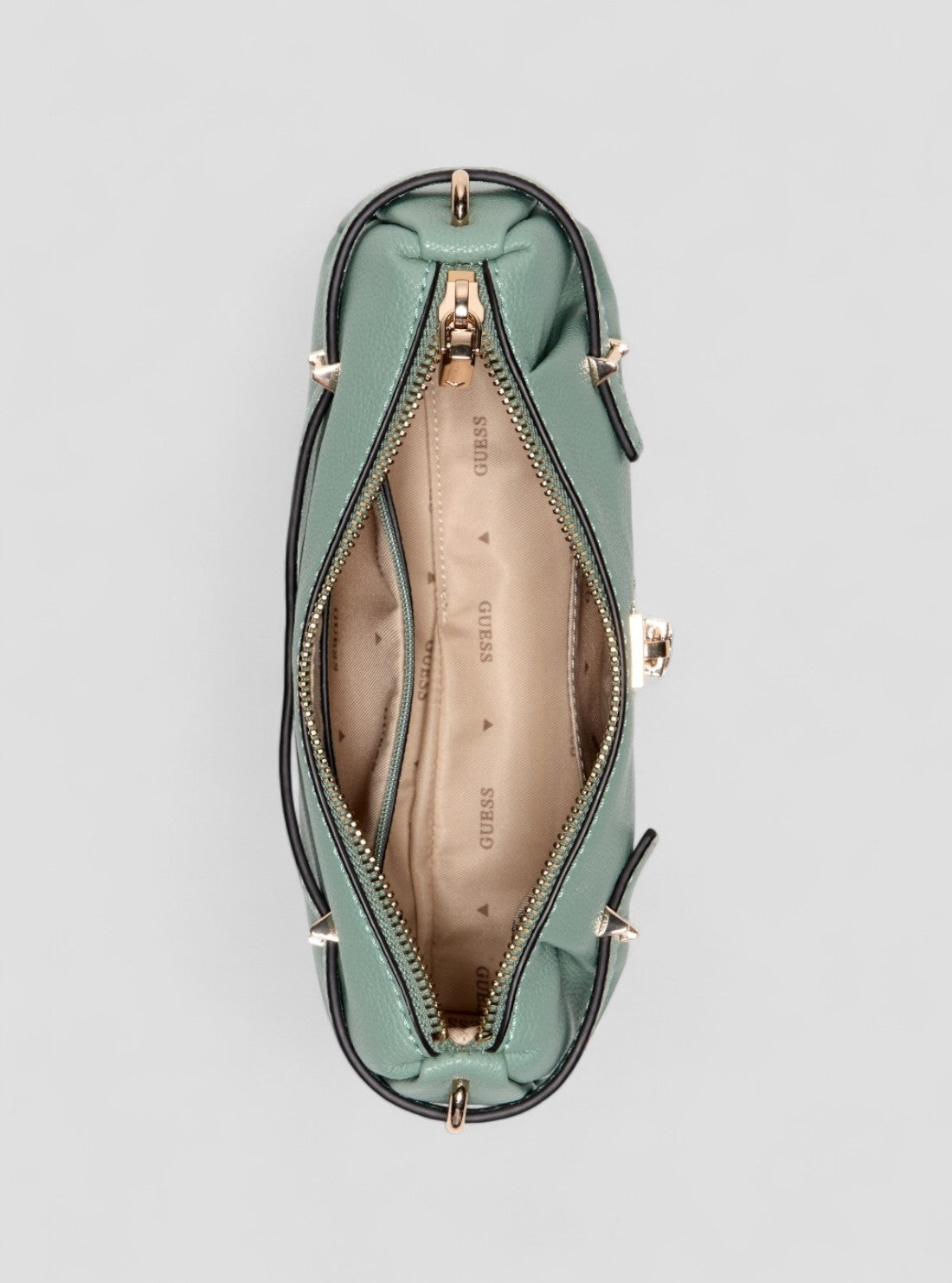 GUESS Womens Green Yesba Mini Top Zip Bag BG783372 Inside View