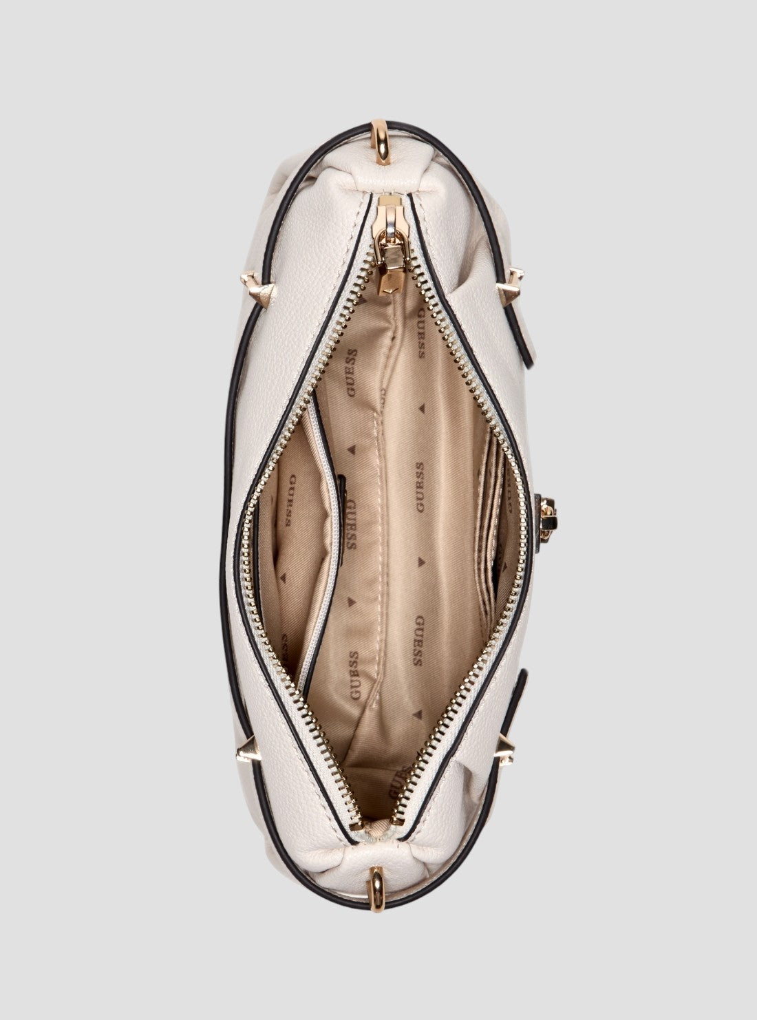 GUESS Womens White Yesba Mini Top Zip Bag BG783372 Inside View