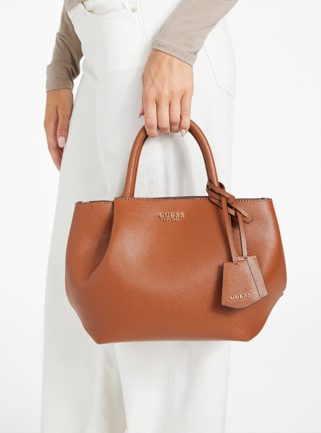 GUESS Womens Brown Amorette Girlfriend Satchel BG789806 Model View