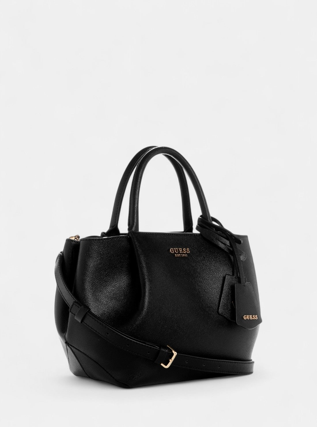 GUESS Womens Black Amorette Girlfriend Satchel BG789806 Front Side View