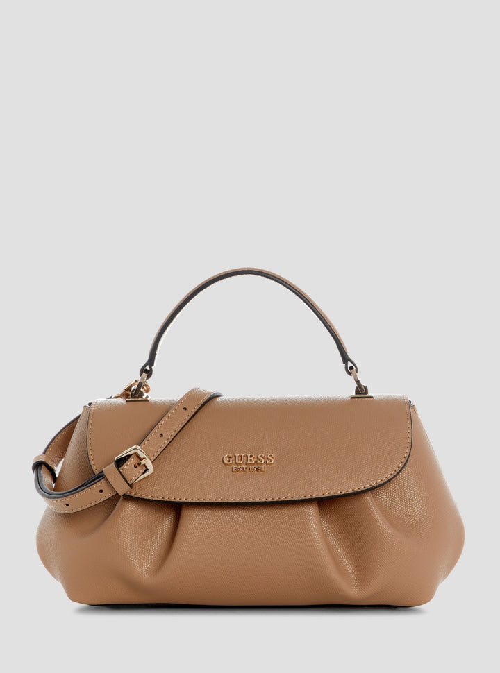 GUESS Womens Beige Amorette Top Handle Flap Bag BG789819 Front View