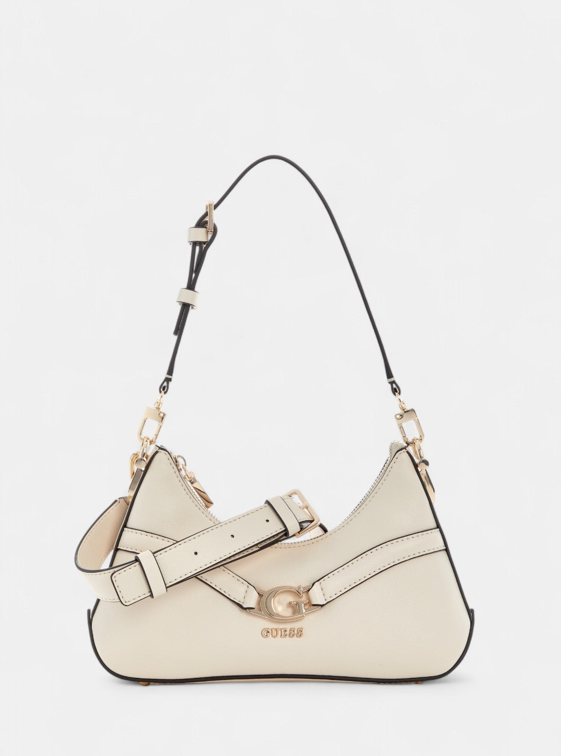 GUESS Womens White Dea Top Zip Shoulder Bag BG799372 Front View