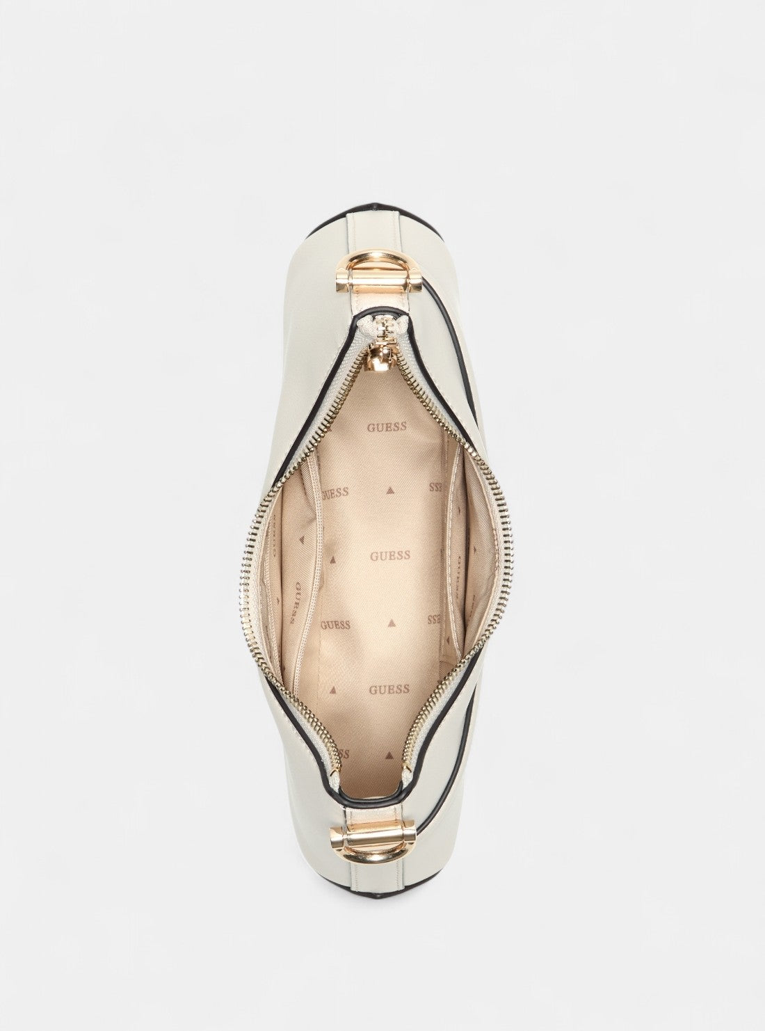 GUESS Womens White Dea Top Zip Shoulder Bag BG799372 Inside View