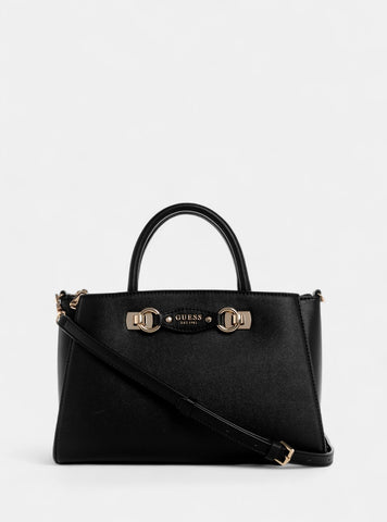 GUESS Womens Black Mimina Girlfriend Satchel BG801506 Front View