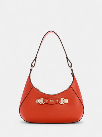 GUESS Womens Red Mimina Top Zip Shoulder Bag BG801518 Front View