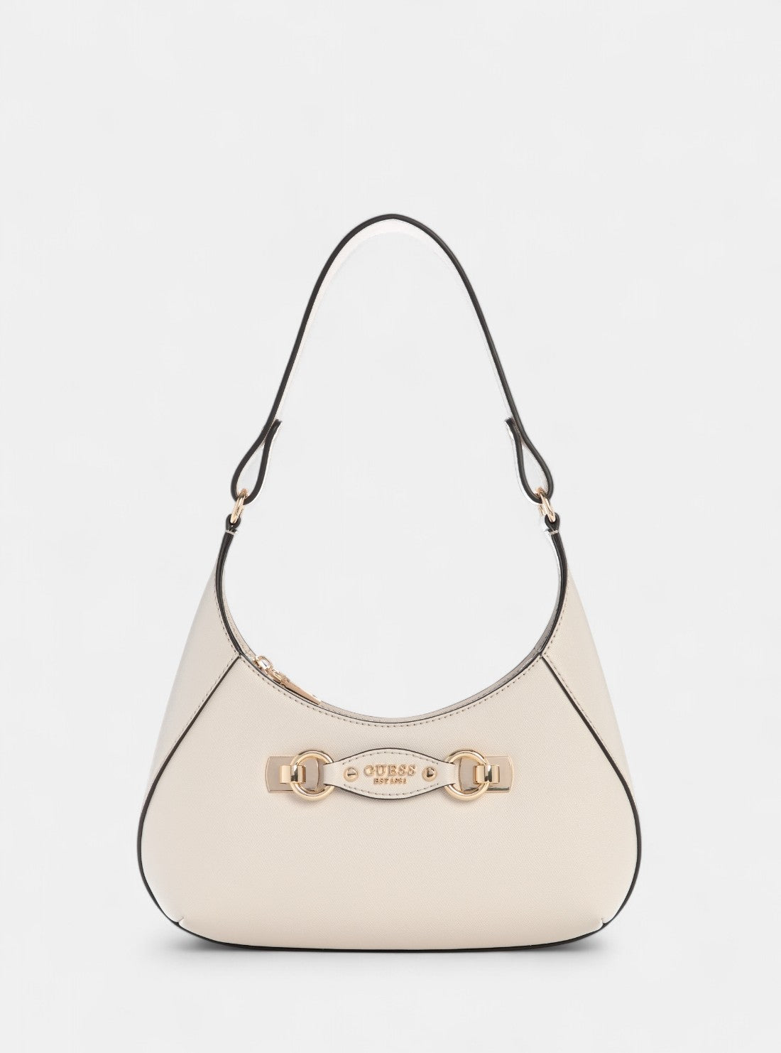 GUESS Womens White Mimina Top Zip Shoulder Bag BG801518 Front view