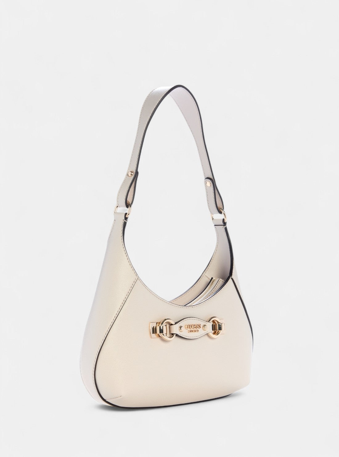 GUESS Womens White Mimina Top Zip Shoulder Bag BG801518 Front Side View