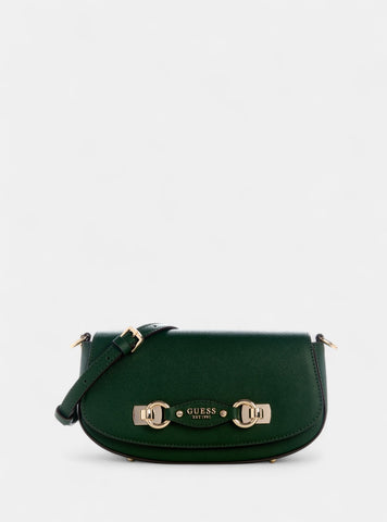 GUESS Womens Green Mimina Flap Crossbody Bag BG801520 Front View