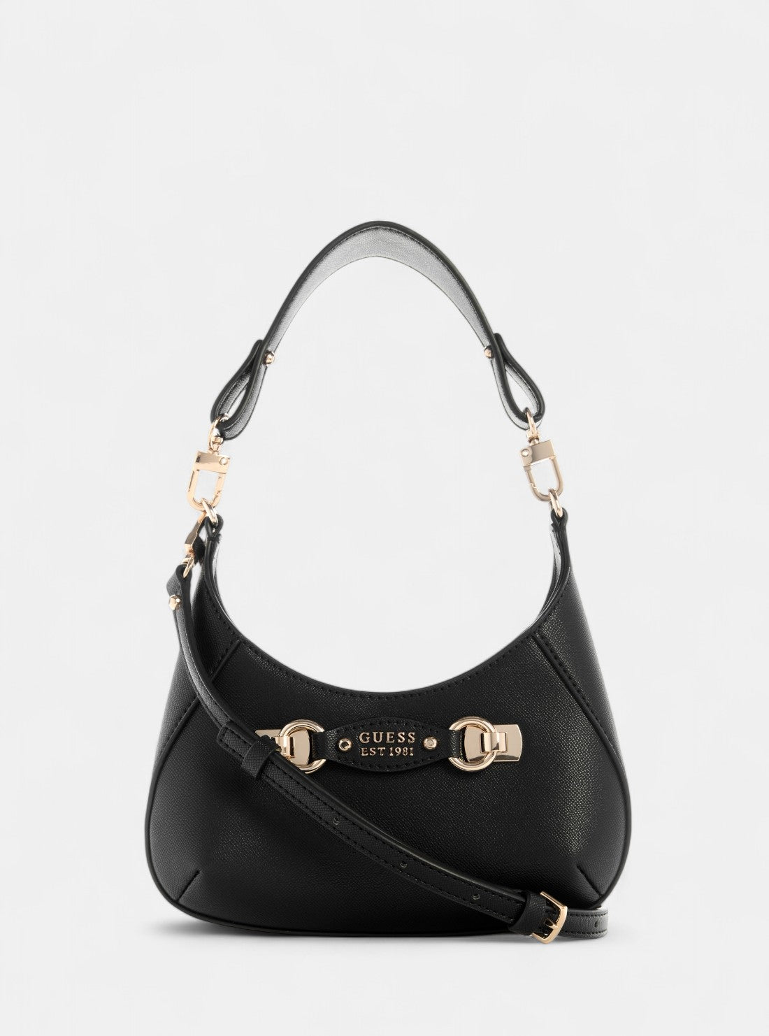 GUESS Womens Black Mimina Mini Top Zip Crossbody Bag BG801572 Front View